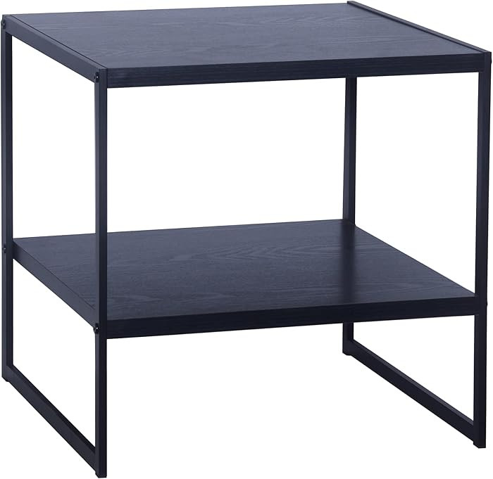 Household Essentials Jamestown Square Side End Table with Storage Shelf Black Oak Wood Grain and ... | Amazon (US)