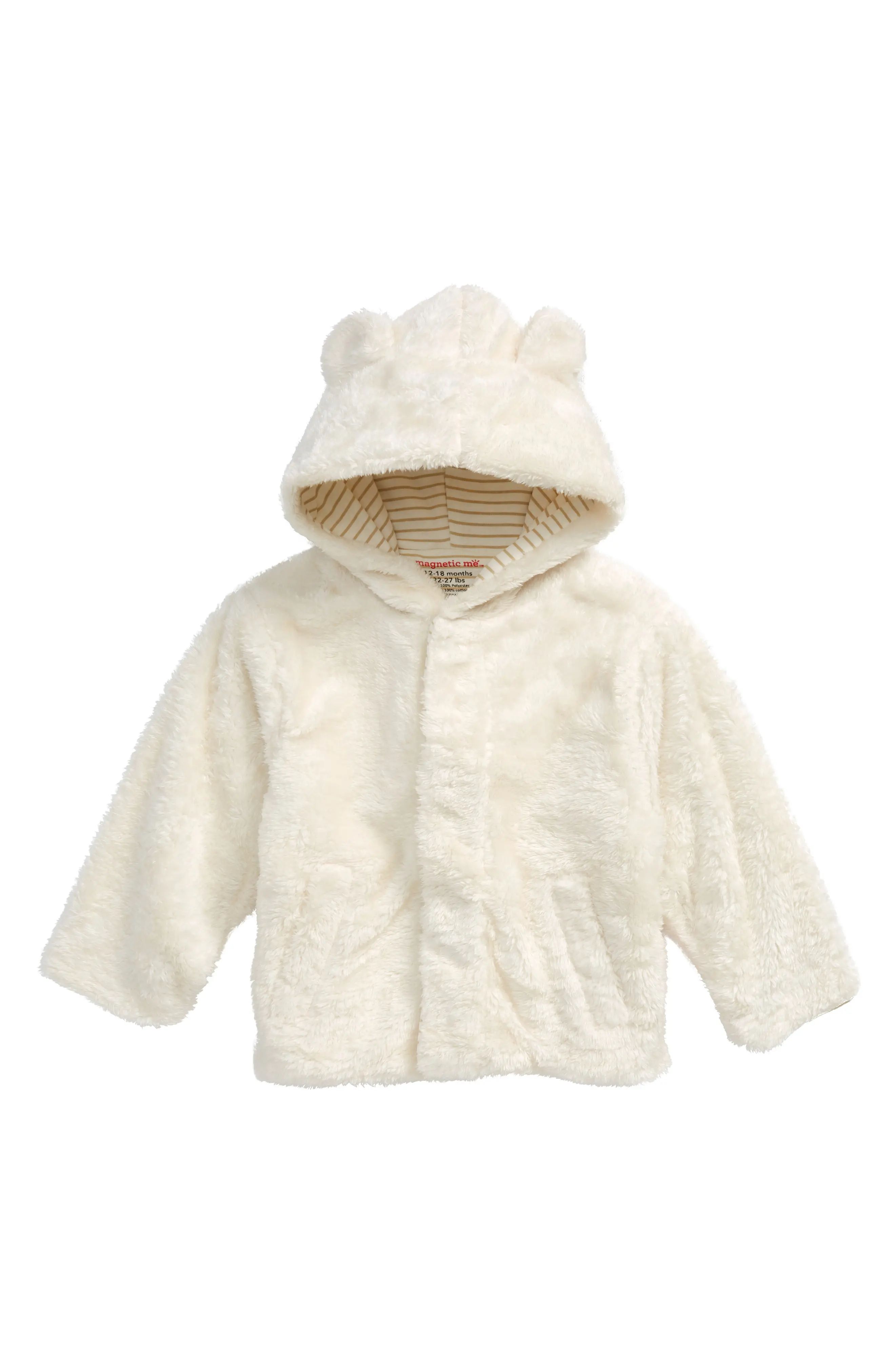 Magnetic Me Minky Fleece Hooded Jacket in Cream at Nordstrom, Size 0-6M | Nordstrom
