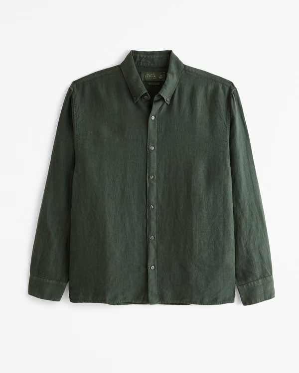 Linen Button-Up Shirt | Abercrombie & Fitch (US)