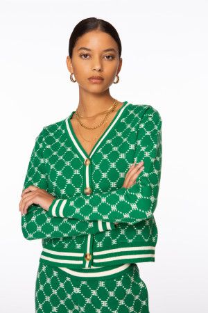 Monogram Cardigan Green | EllandEmm