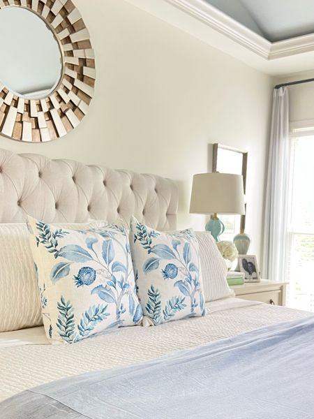 Create a restful classic blue and white bedroom. Soft coastal look, grand millennial, Pottery Barn quilt, Lauren Ralph Lauren bedding.

#LTKstyletip #LTKhome #LTKsalealert