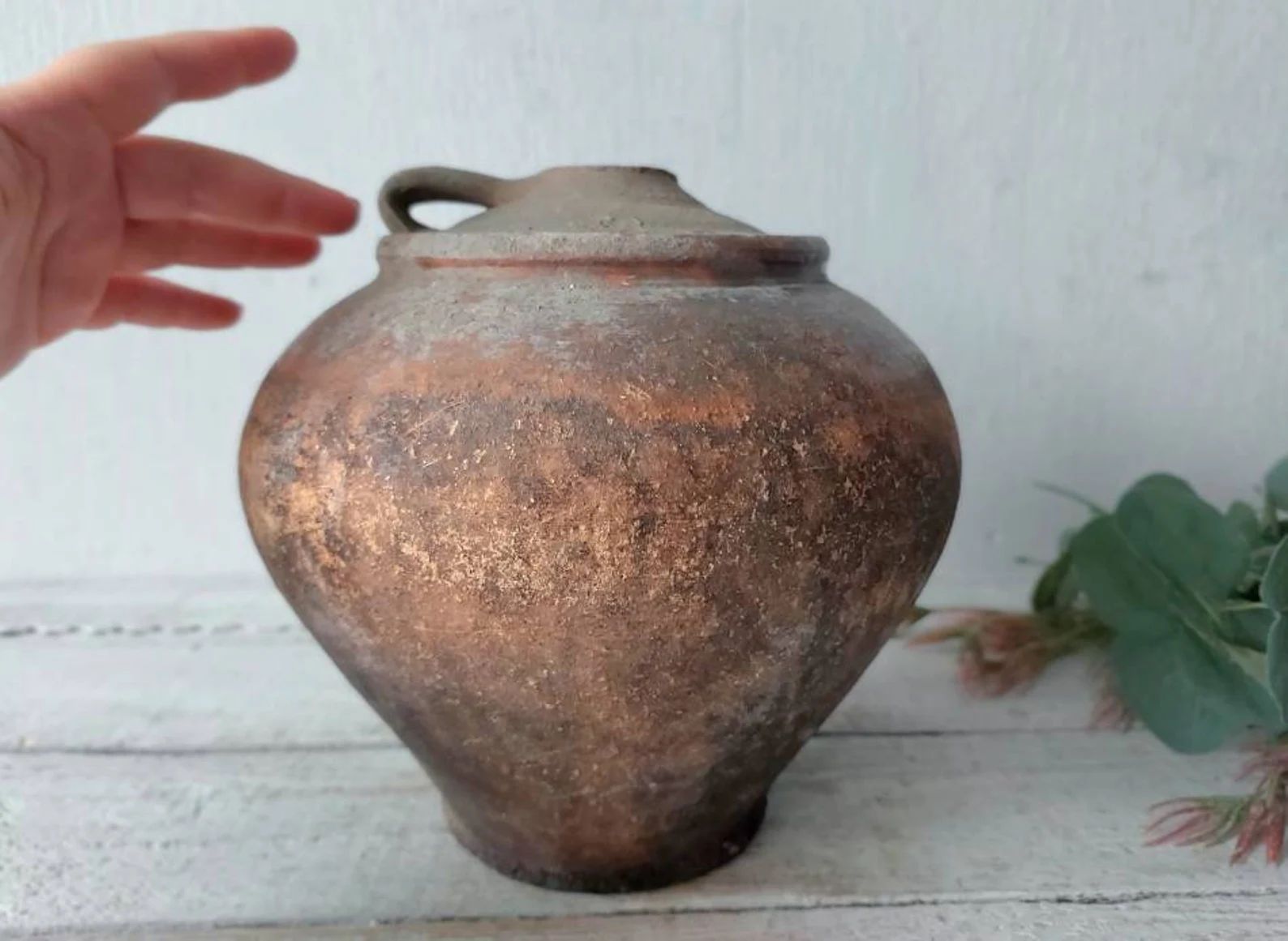 Old Clay Pot With Lid. Wabi Sabi Rare Pottery. Farm House - Etsy | Etsy (US)