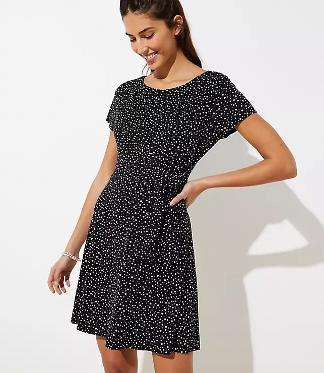 Dotted Knot Flare Dress | LOFT