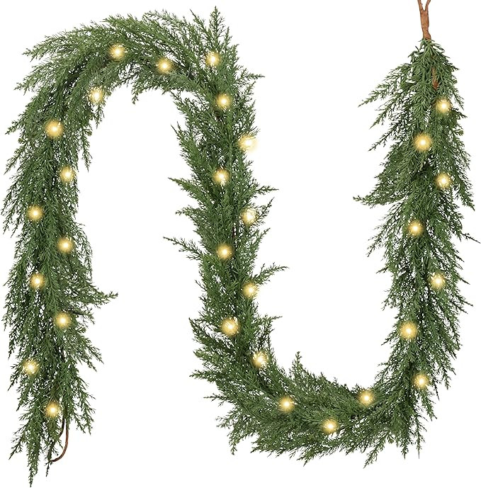 Valery Madelyn 6ft/183cm Realistic Christmas Garland with Lights, Pre Lit Norfolk Pine Garland wi... | Amazon (UK)