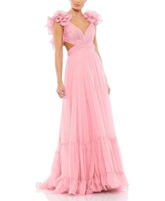 Mac Duggal Ruffle Tiered Cut-Out Chiffon Gown  | Bloomingdale's Women | Bloomingdale's (US)