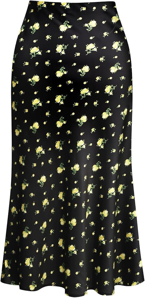 Keasmto Leopard Print Skirt for Women Cheetah High Waist Silk Satin Elasticized Skirts | Amazon (US)