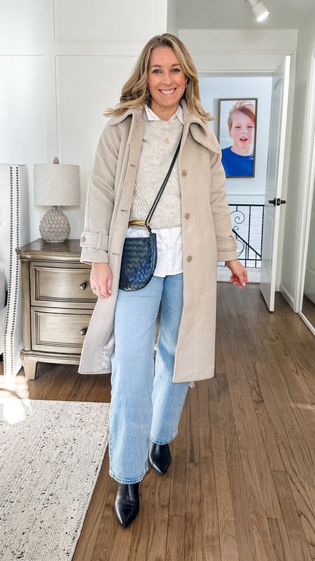 I love these soft tones. They screen calm winter day! Brunch, errands, walk thru Central Park…oh what life could be! 😂 Small petite coat. Small sweater. Small button down. 29 short jeans  

#LTKsalealert #LTKworkwear #LTKstyletip