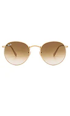Ray-Ban Round Metal in Matte Gold & Clear Gradient Brown from Revolve.com | Revolve Clothing (Global)