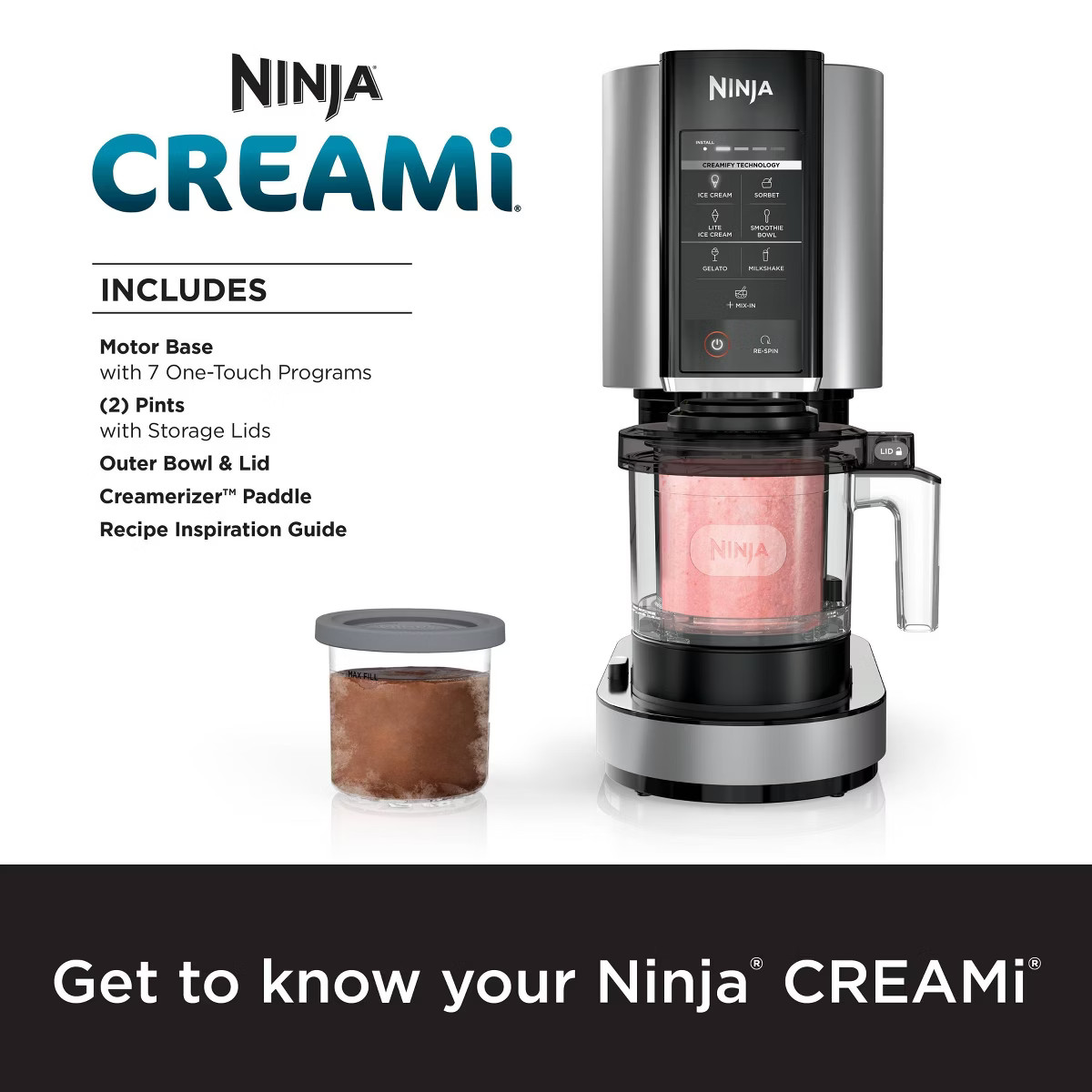 Ninja 0.5qt CREAMi Stainless Steel Ice Cream, Gelato and Sorbet Maker, 7 One-Touch Programs NC301... | Target