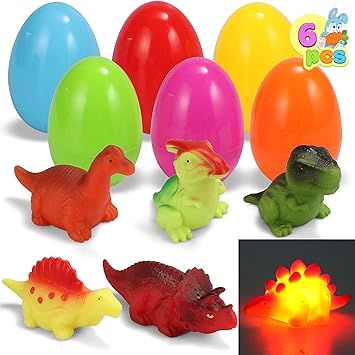 6 Pcs Pre Filled Easter Eggs with Light-up Floating Dinosaur Bath Toys, 4” Toys Filled Easter E... | Amazon (US)