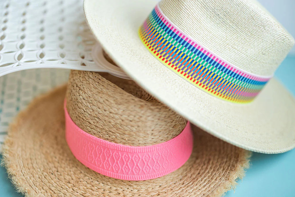 2” Neon Pink Jacquard Hat Band | Bandette Bands