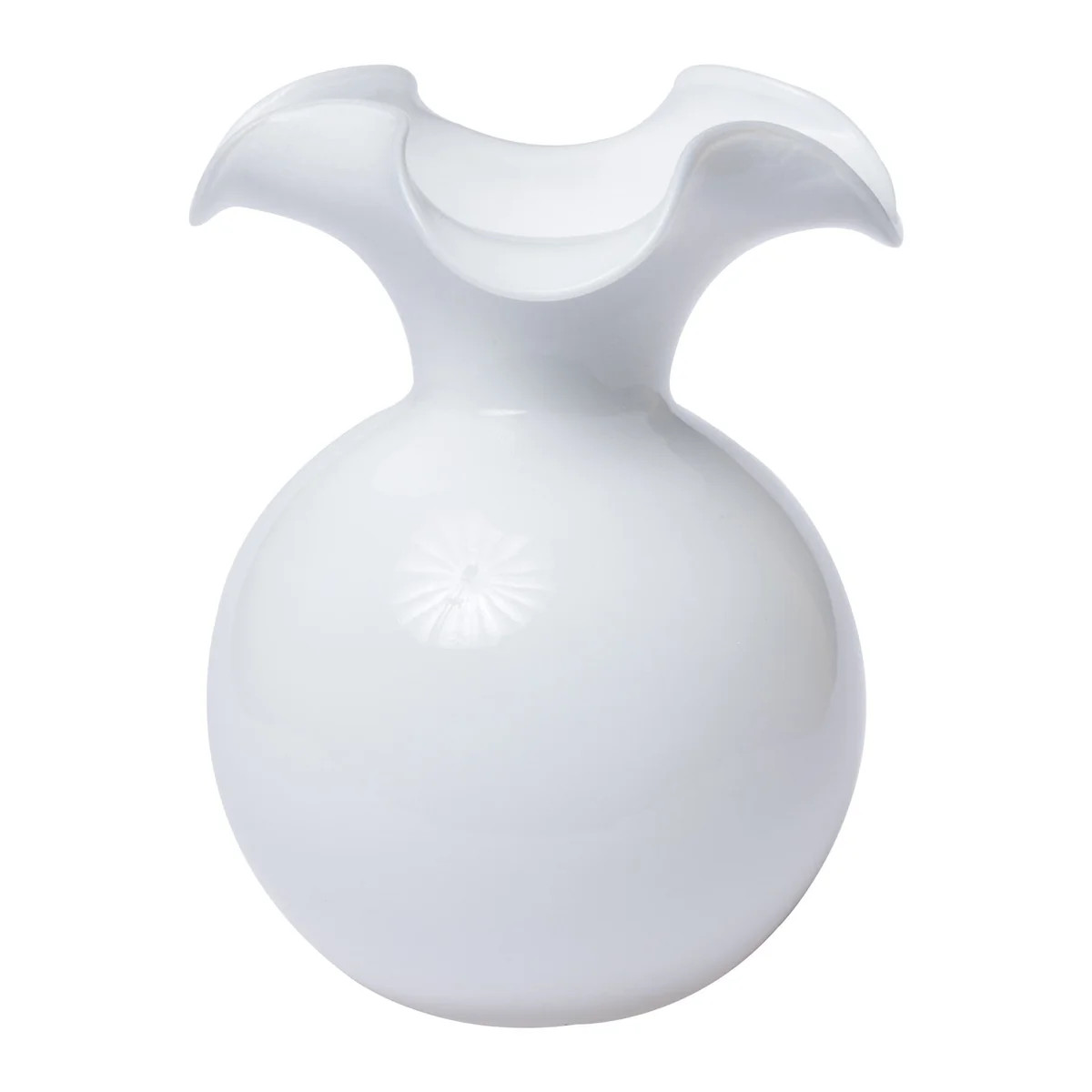 Hibiscus Glass White Medium Fluted Vase | VIETRI