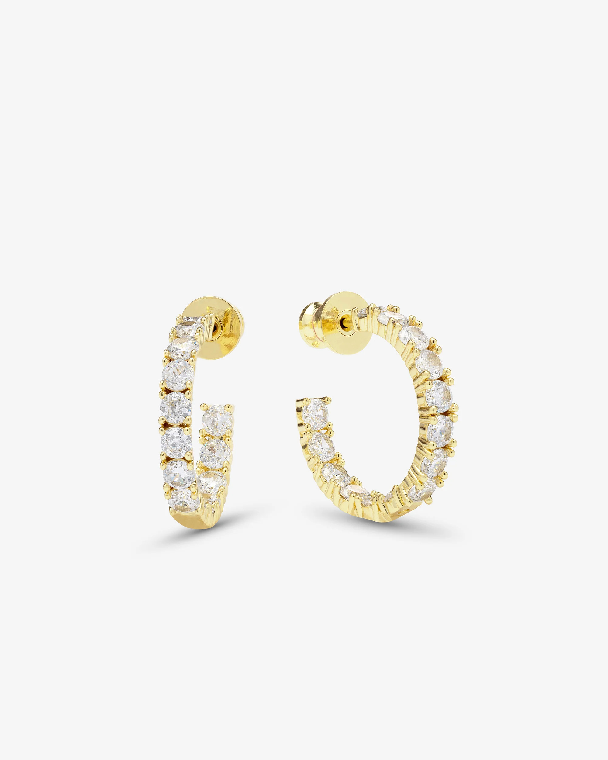 Heiress .75" Dainty Hoops Earrings - Gold Simulated Diamond | Melinda Maria Jewelry