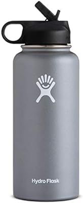 Hydro Flask Wide Mouth Water Bottle, Straw Lid - Multiple Sizes & Colors | Amazon (US)