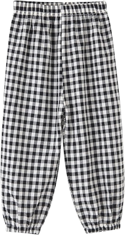 BINIDUCKLING Toddler Pull Up Loose Gingham Girls Pants 2-9 Years | Amazon (US)