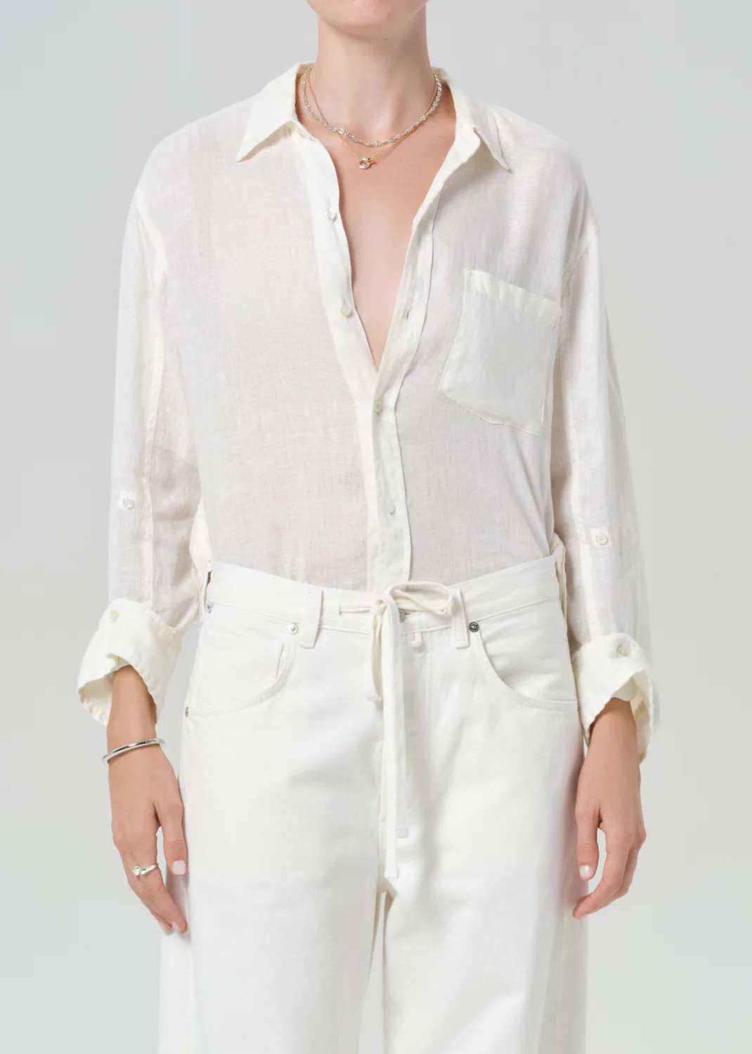 Kayla Shrunken Linen Shirt in Vanilla | Citizens of Humanity