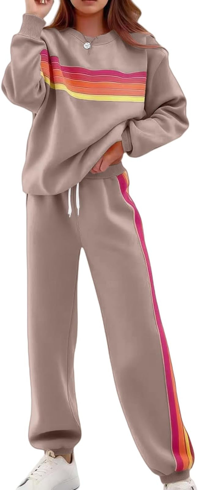 2 Piece Lounge Sets for Women Summer Rainbow Striped Tops Casual Shorts Color Blocked Suit Sweats... | Amazon (US)