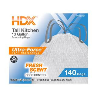 13 Gal. Scented Flex Drawstring Kitchen Trash Bags with 10% PCR (140-Count) | The Home Depot