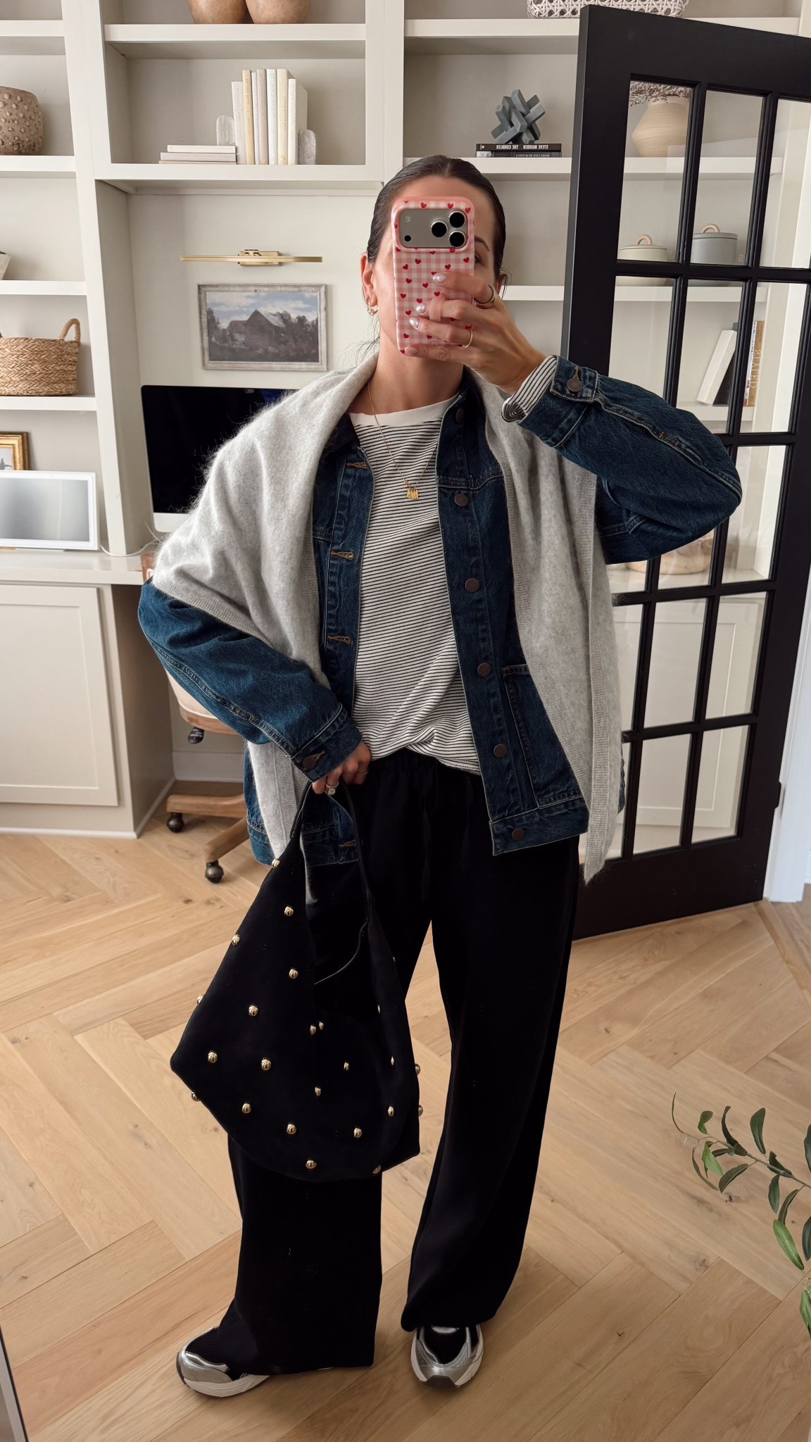 Today’s outfit 🩶

Denim shirt jacket: true to size (S)
Striped shirt: sized up for an oversized fit (L) 
Lodge pant: true to size, sized up for more length (M) 5’7” 
Sneakers: true to size, size up if between 

#LTKmomlife #LTKFindsUnder100 #LTKootd