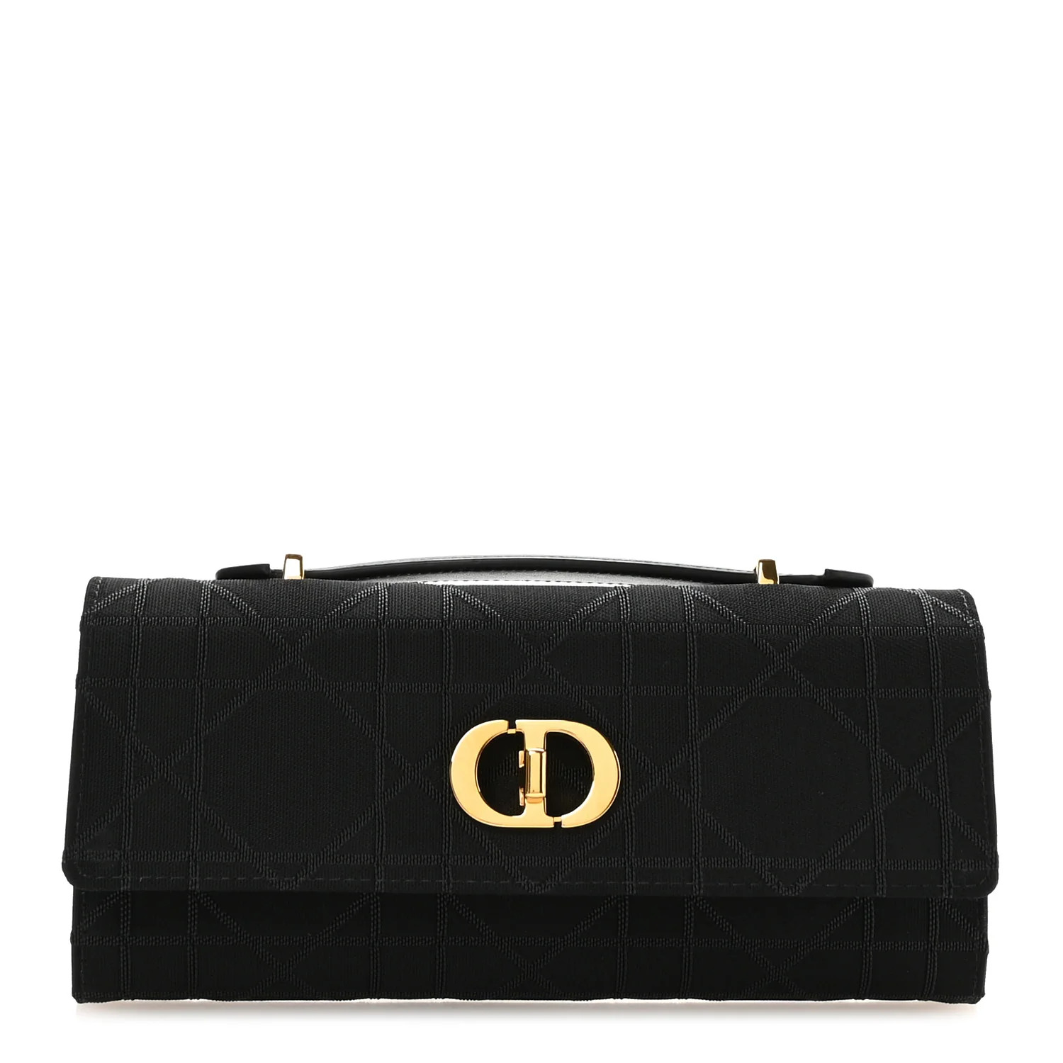 Technical Fabric Macrocannage Miss Caro Top Handle Pouch Black | FASHIONPHILE (US)