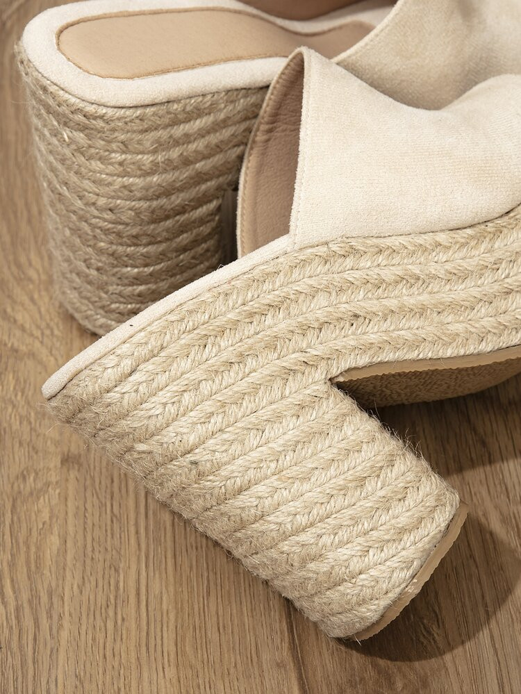 Espadrille Faux Suede Wedge Slide Sandals | SHEIN