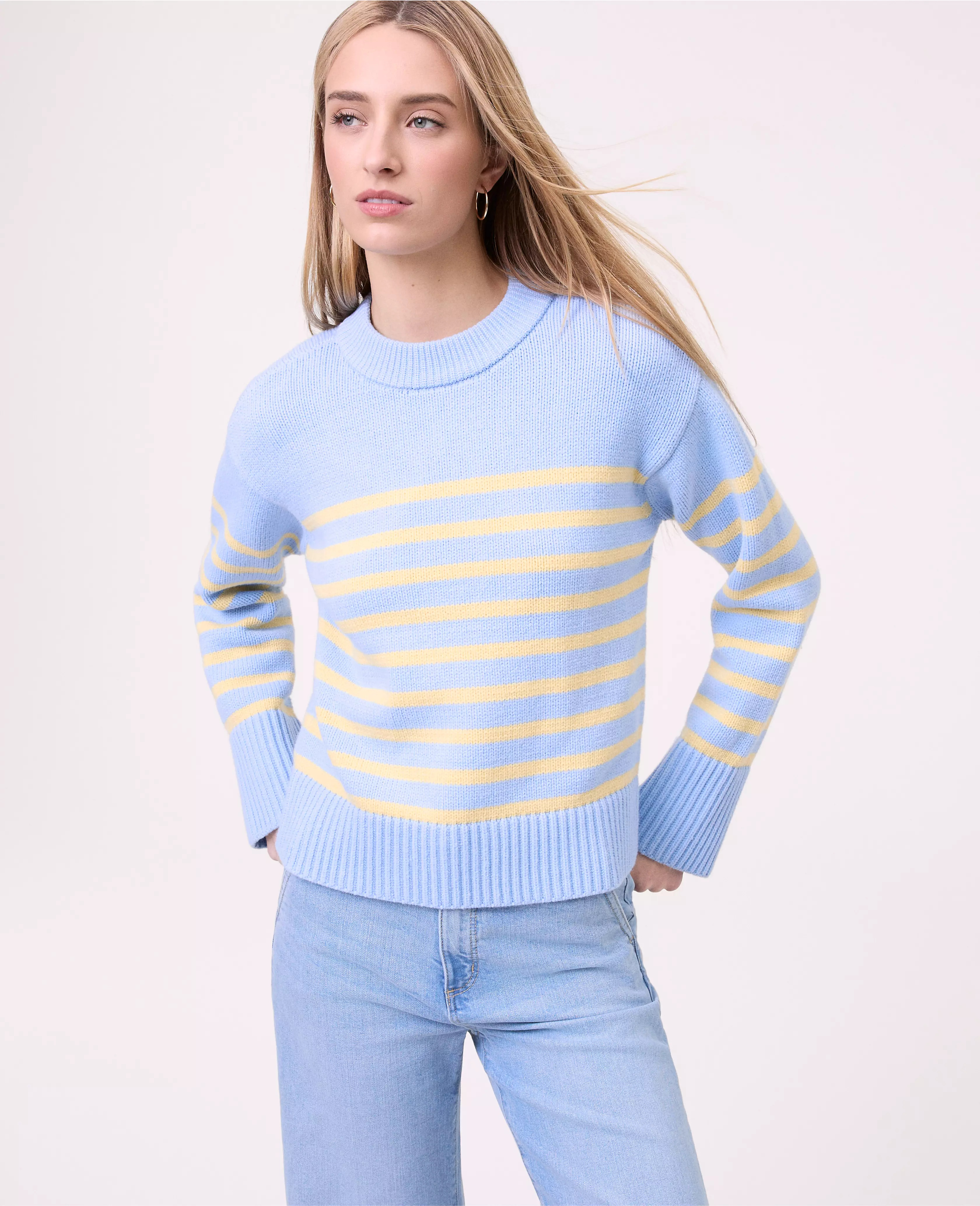 Weekend Collection Striped Crew Neck Sweater | Ann Taylor