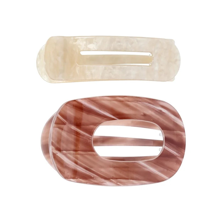 Time and Tru Women's Hair Claw Clips, 2-Pack, Ivory | Walmart (US)