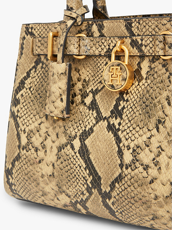 The American Icon Snake Print Leather Tote Bag | Brown | Tommy Hilfiger | Tommy Hilfiger UK