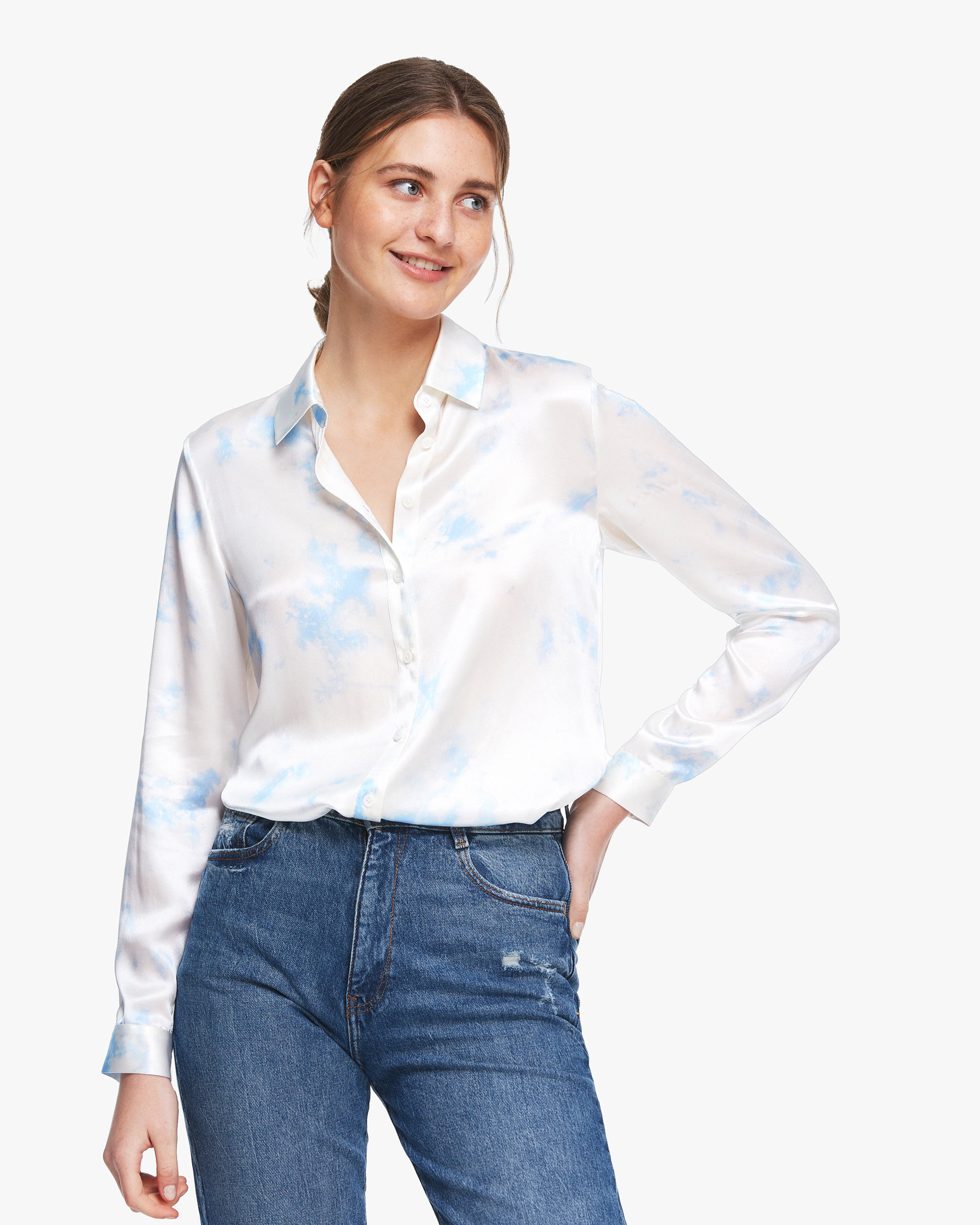 Fresh Watercolor Print Silk Blouse | LilySilk