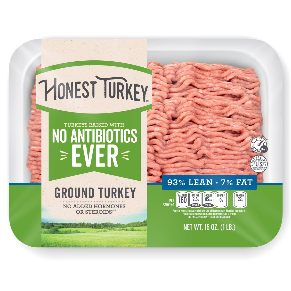 Honest Turkey No Antibiotics Ever 93/7 Ground Turkey - 1lb | Target