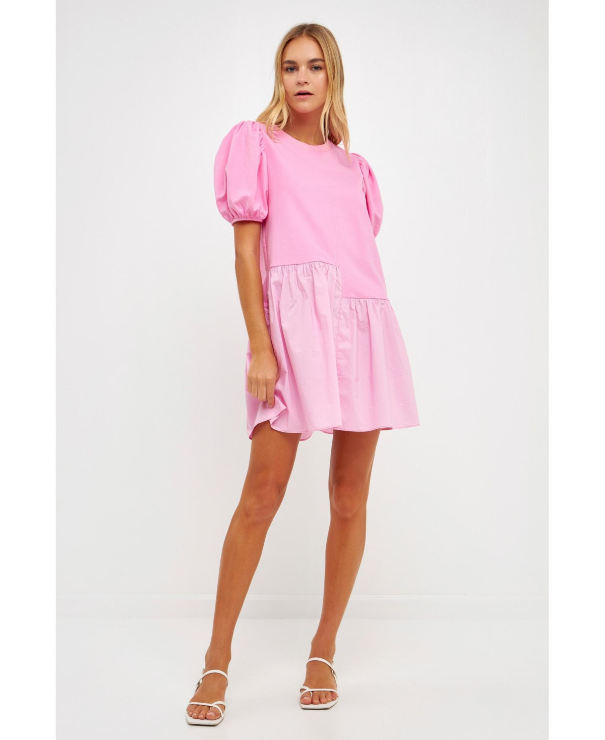 English Factory Women's Knit Woven Mixed Dress - Bubblegum pink | Macy's