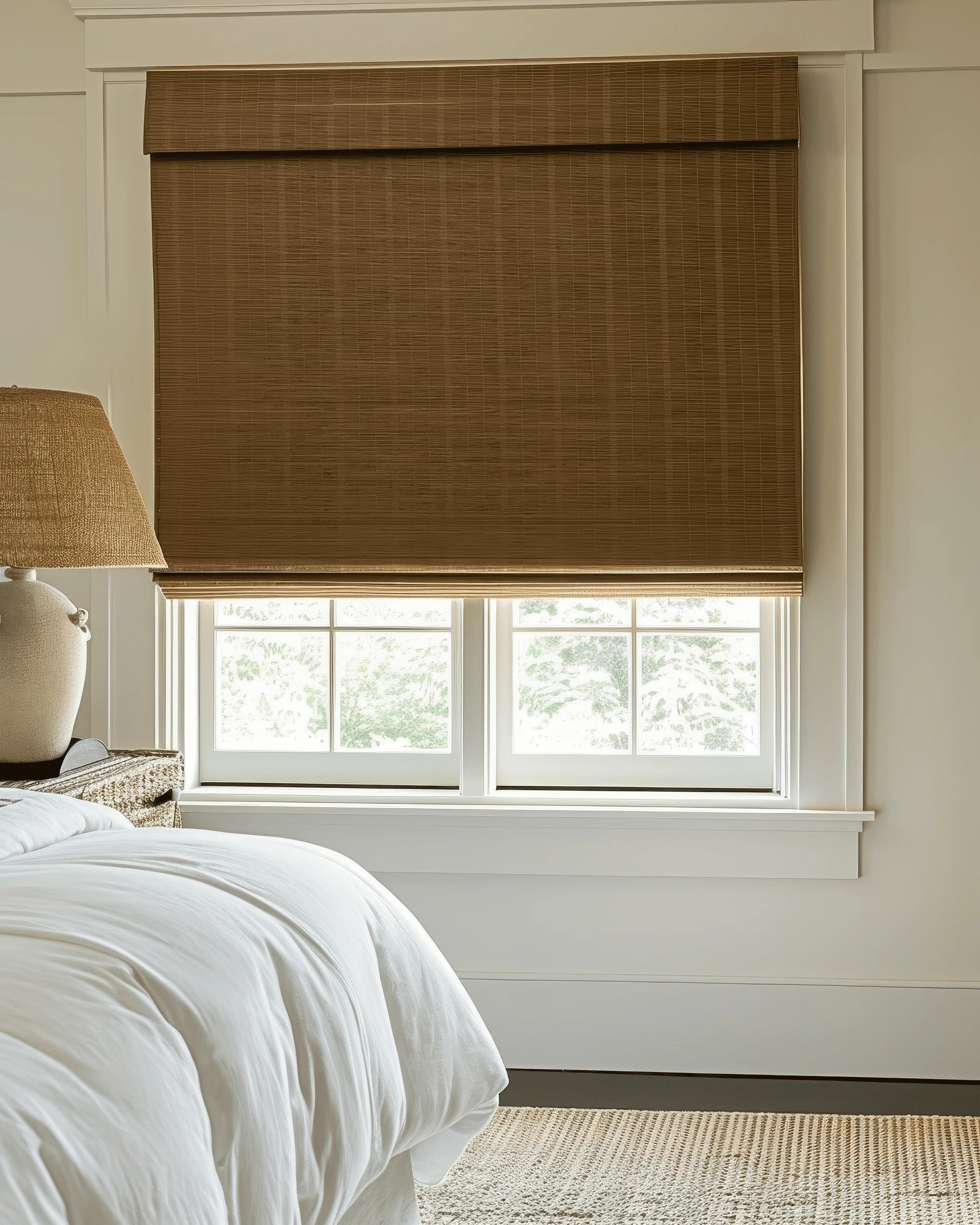 Hana Bamboo Motorized Woven Shade - Tan | TheHues