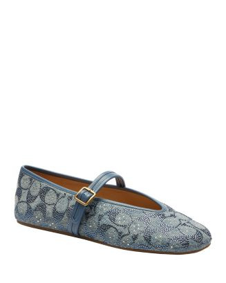 Women's Crystal Signature Denim Mary Jane Flats | Bloomingdale's (US)