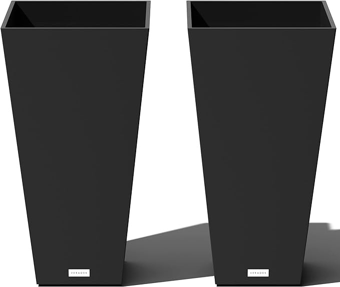 Veradek V-Resin Indoor/Outdoor Taper Planter, 2-Pack (26 inch, Black) | Amazon (US)