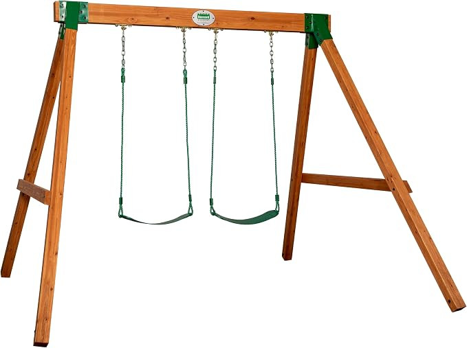 Backyard Discovery Durango Cedar Wood Swing Set Kit with Classic A-Frame, Two Belt Swings, Pinch-... | Amazon (US)