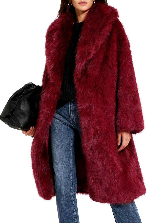Flygo Womens Long Faux Fur Coats Winter Fluffy Open Front Luxury Overcoat Shaggy Lapel Long Sleev... | Amazon (US)
