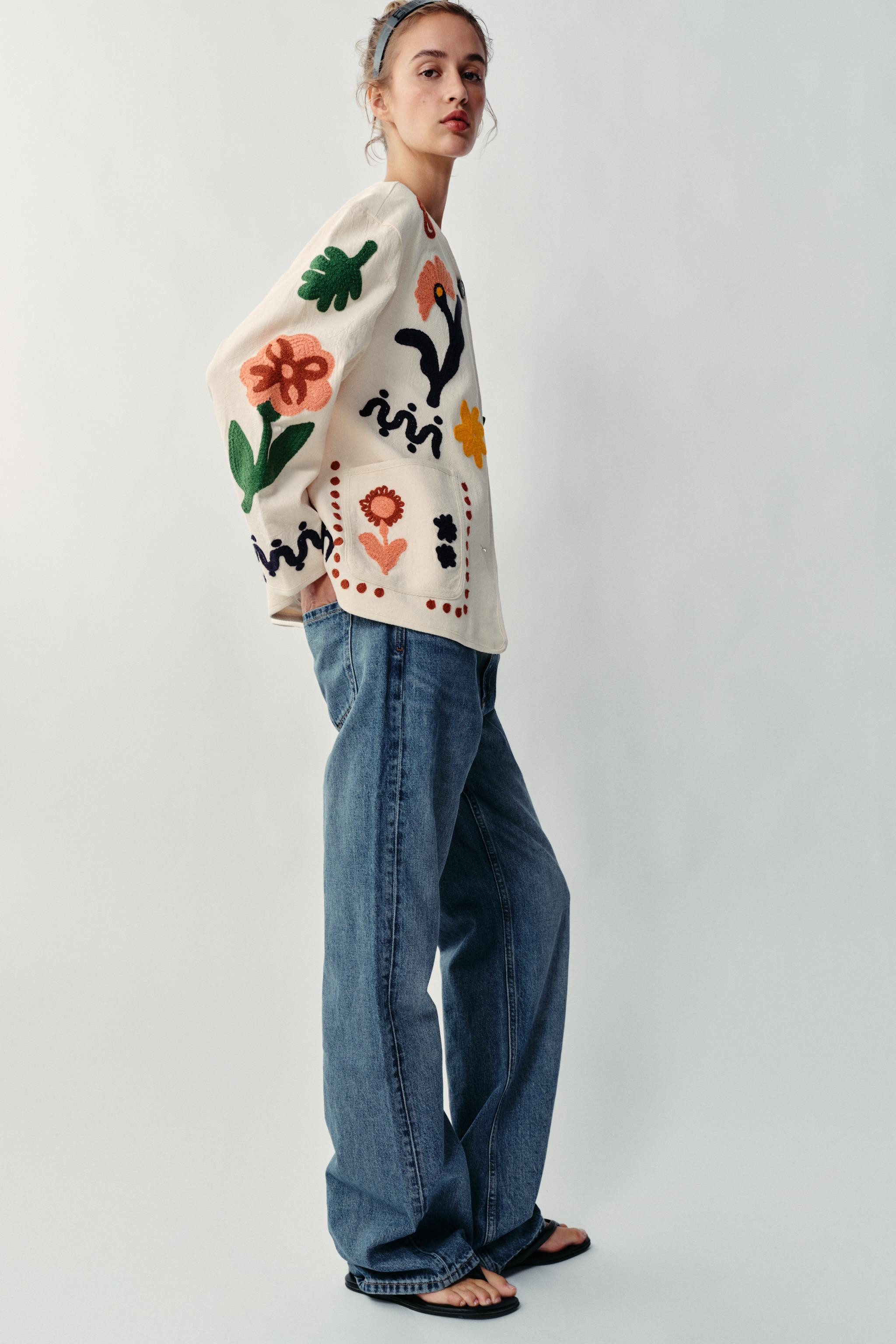FLORAL EMBROIDERED JACKET | Zara US