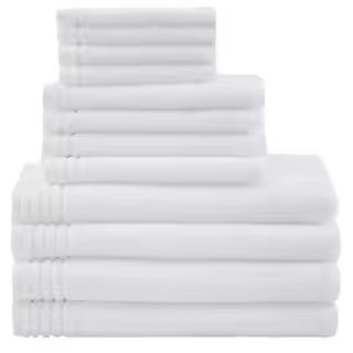 Big Bundle 12-Piece White 100% Cotton Bath Towel Set | The Home Depot