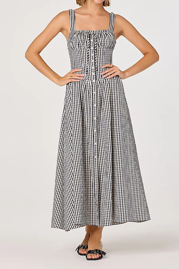 ASTR The Label Temperance Gingham Check Maxi Dress in Black/White, Women's at Urban Outfitters | Urban Outfitters (US and RoW)