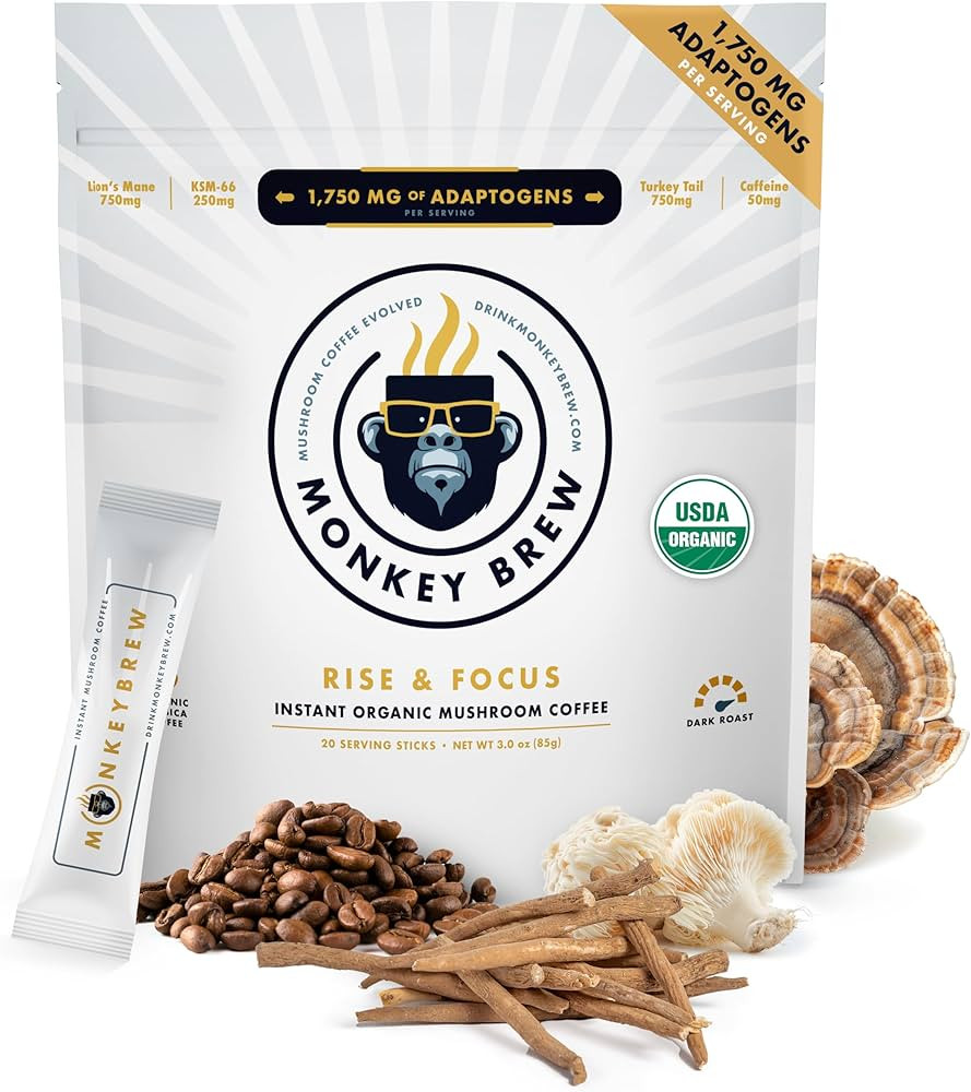 Rise & Focus: High-Dose Organic Mushroom Coffee - Lion’s Mane (750mg), Turkey Tail (750 mg), KS... | Amazon (US)