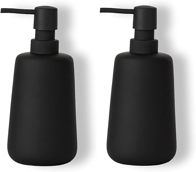 2 Pack Matte Black Ceramic Soap Dispenser, 13 Oz Refillable Bathroom or Kitchen Countertop Dispen... | Amazon (US)