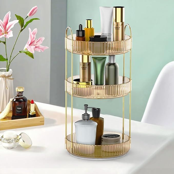 360 Rotating Makeup Organizer for Vanity - Spinning Bathroom Organizer Countertop, Large Storage ... | Amazon (US)
