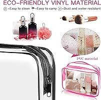 Clear Travel Toiletry Bag Clear Makeup Bag, Cosmetic Toiletry Bag - TSA Approved Clear Makeup Org... | Amazon (US)