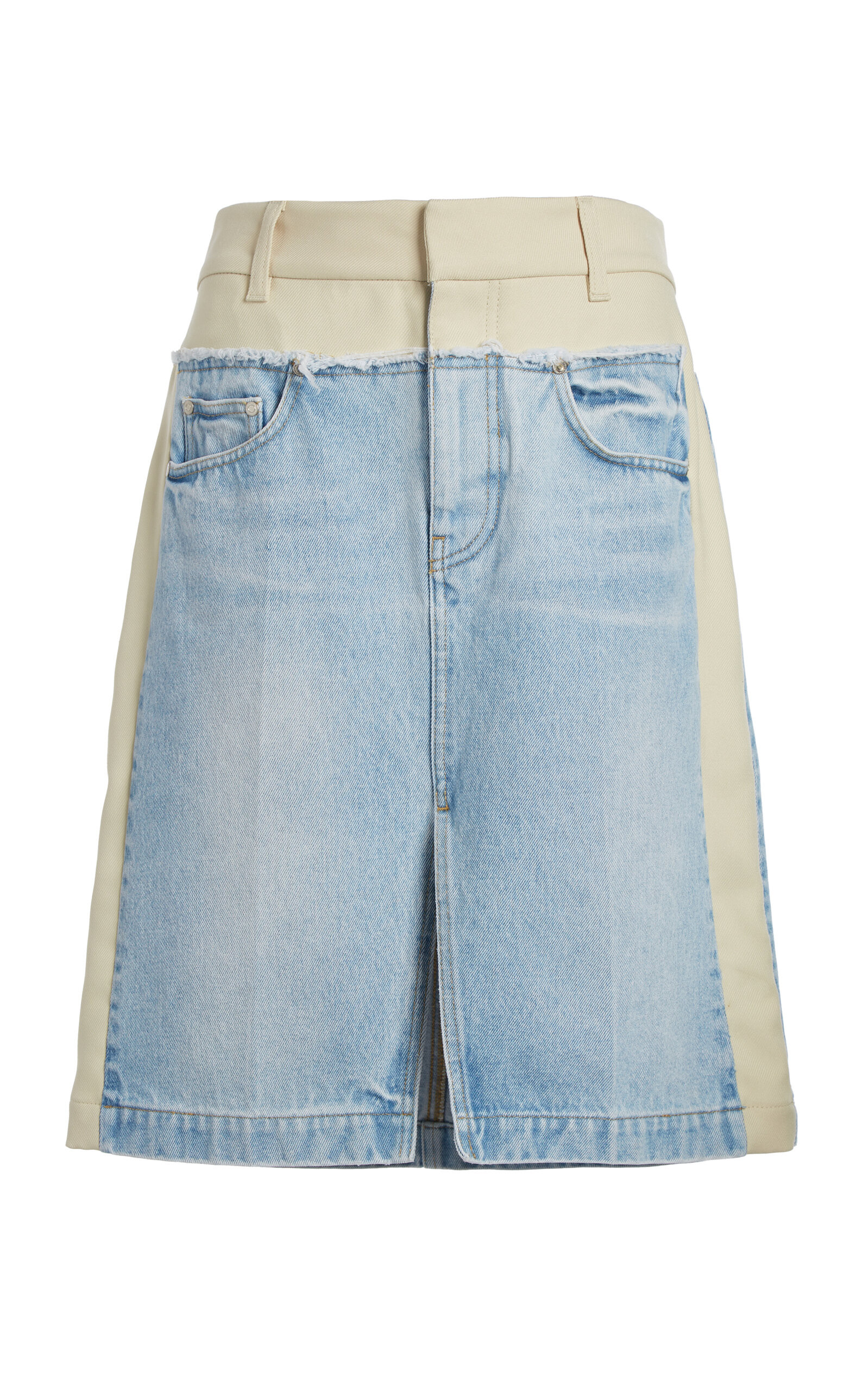 Paneled Denim and Twill Midi Skirt | Moda Operandi (Global)