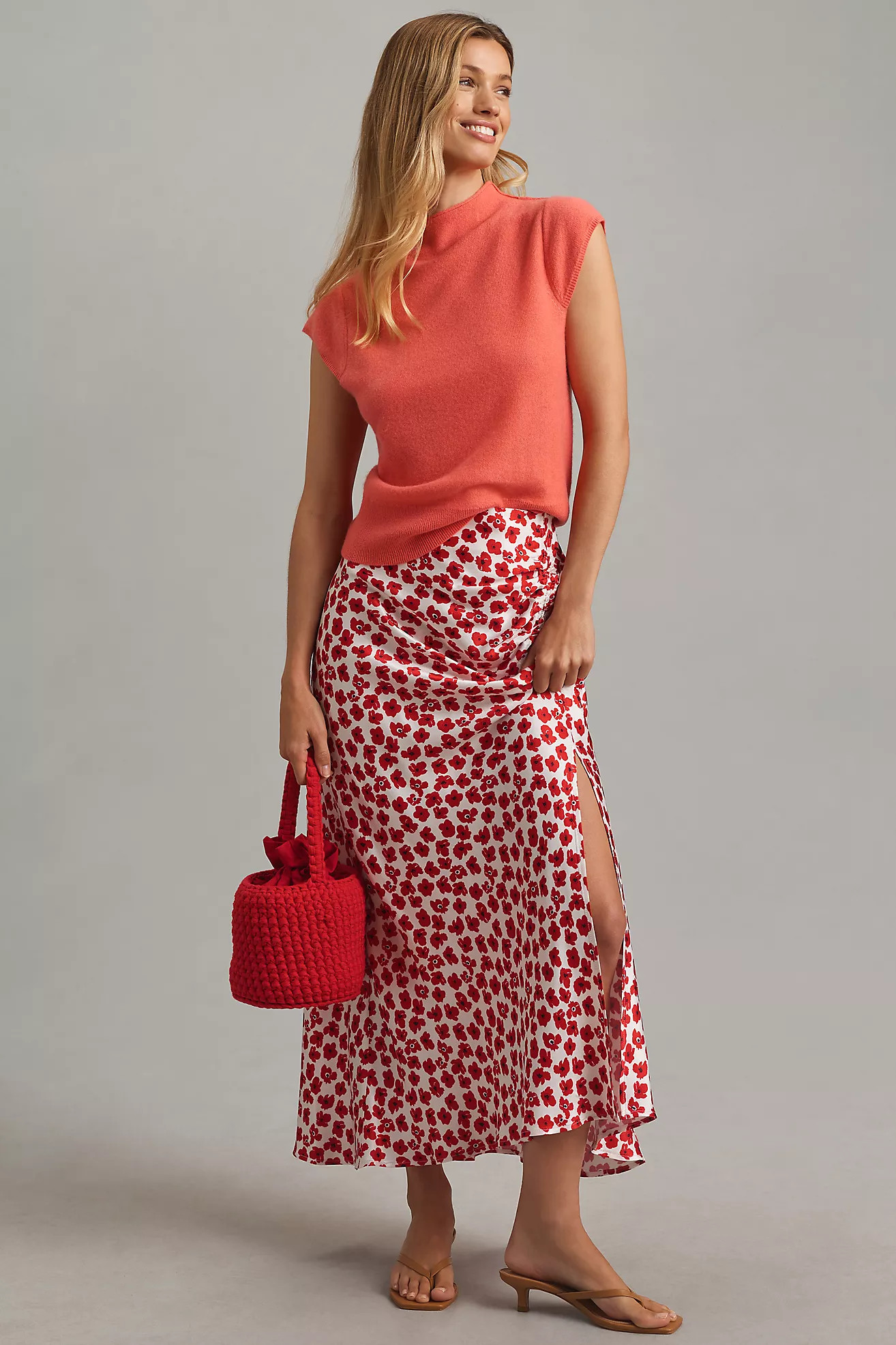 By Anthropologie Cap-Sleeve Mock-Neck Cashmere Sweater Tee | Anthropologie (US)