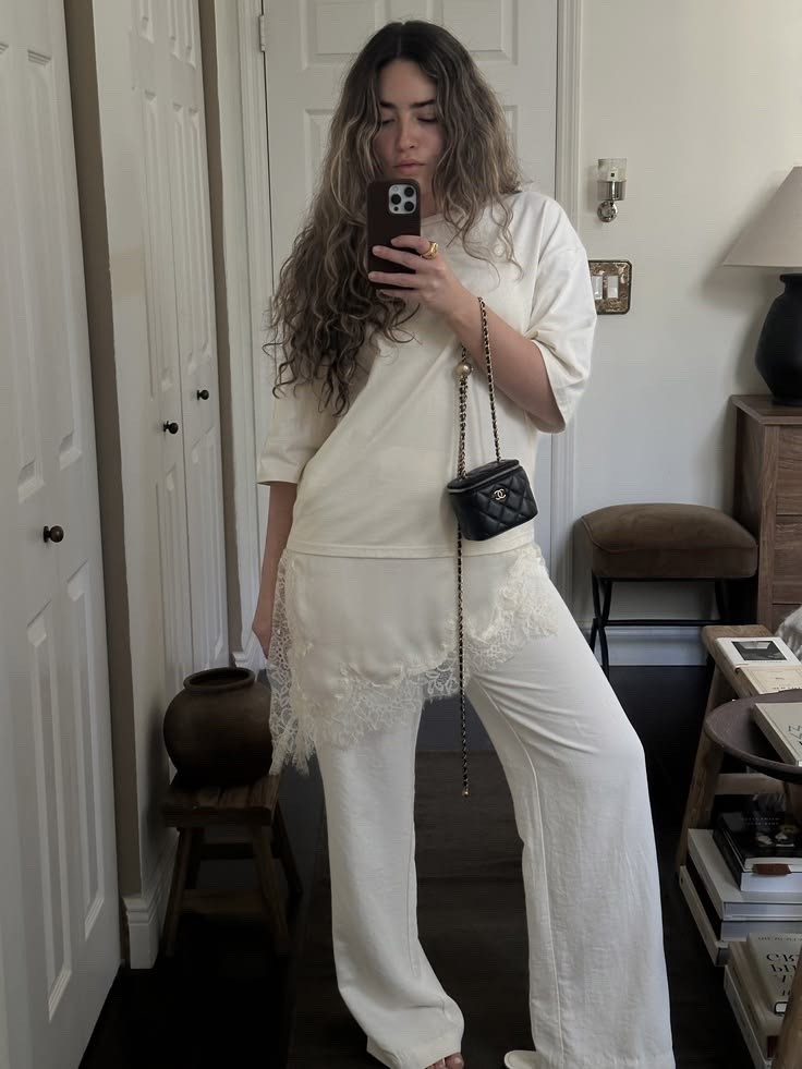 White shirt
White satin top
White jwans

#LTKootd #LTKMothersDay #LTKvlog