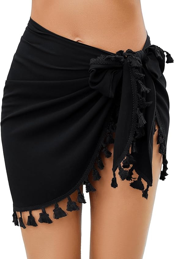 Women's Sarong Coverups Bathing Suit Wrap Skirt Beach Wrap Swimsuit Cover Ups with Tassels | Amazon (US)