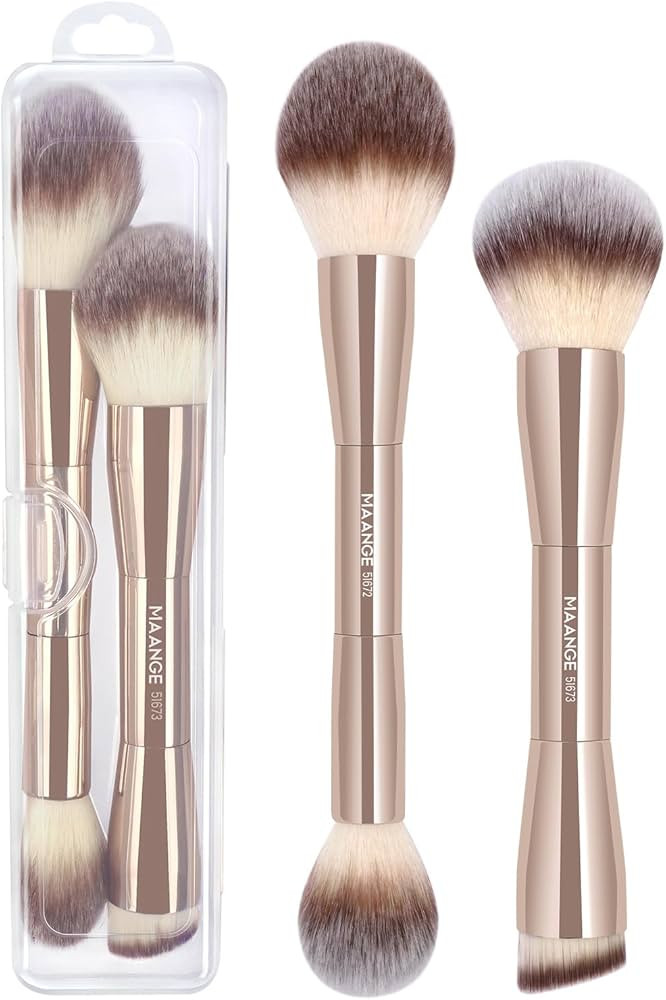MAANGE Foundation Makeup Brushes, 2Pcs Double Ended Makeup Brush for Blending Liquid Powder Conce... | Amazon (US)
