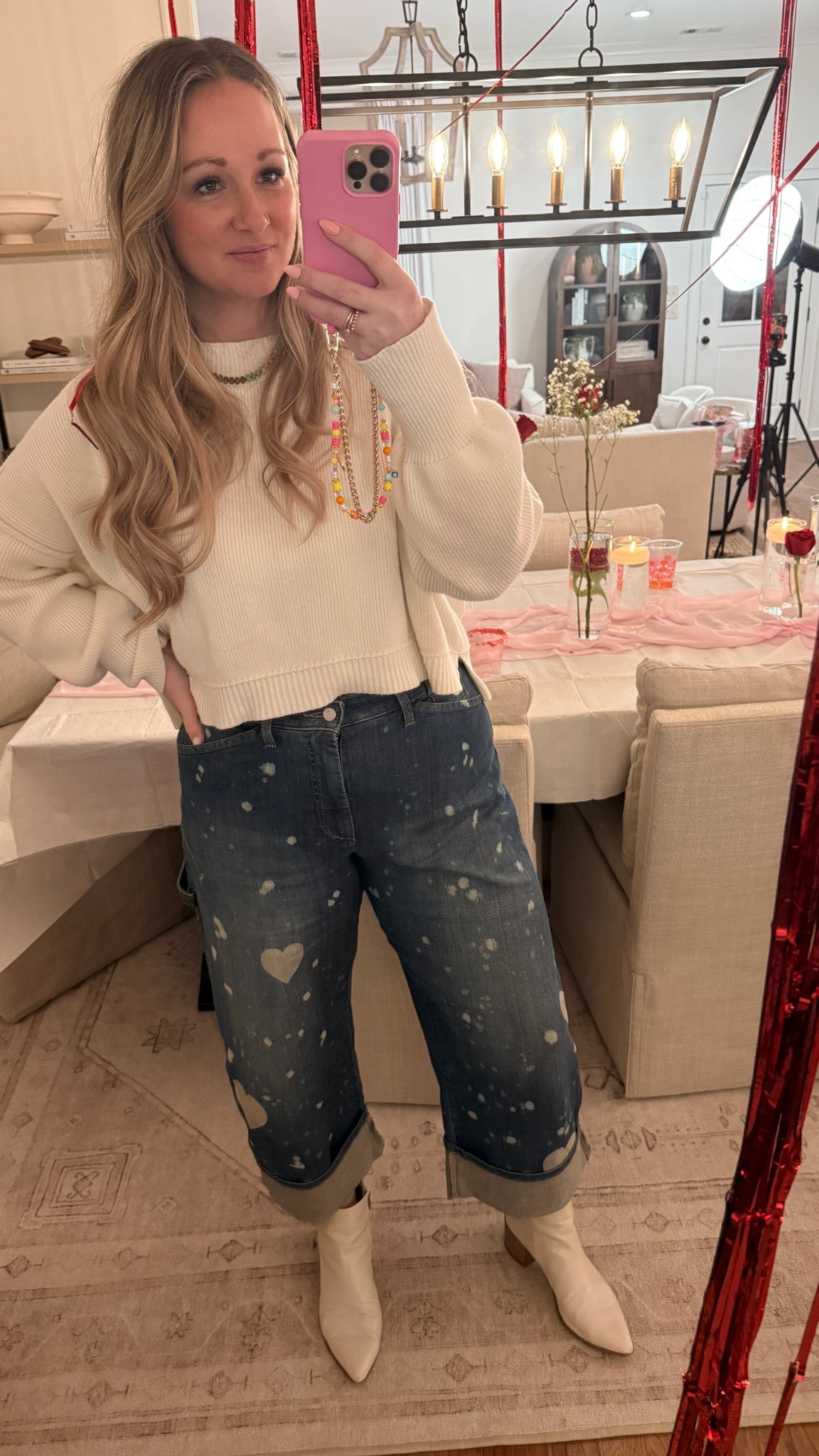 The cutest @Anthropologie jeans for valentines and honestly everyday  

#LTKootd #LTKValentine #LTKMidsize