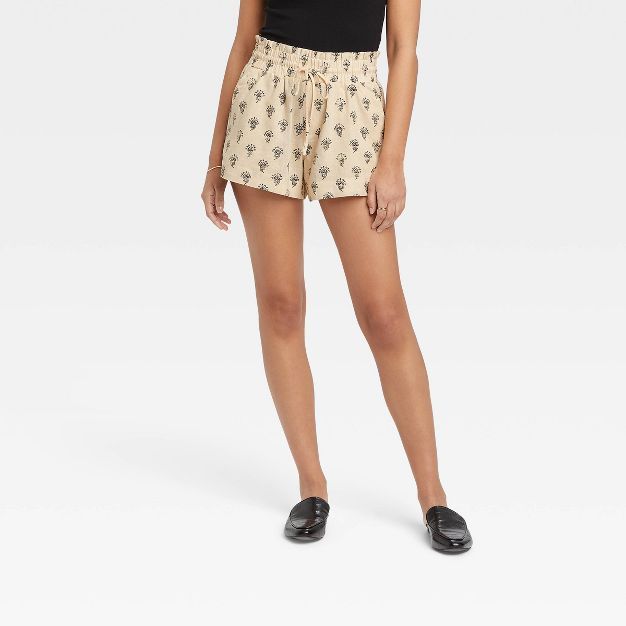 Women&#39;s High-Rise Pull-On Shorts - A New Day&#8482; Blue Geometric L | Target